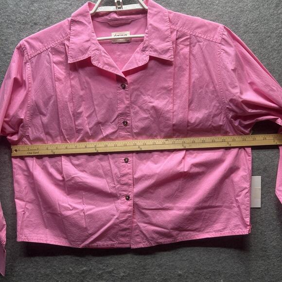 NWT Etica Womens Sz M Oceane Pleated Button Front Shirt Hot Pink Oversized - Picture 8 of 13